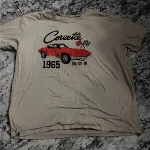Corvette 1965 Graphic Tee - Beige with Red Car